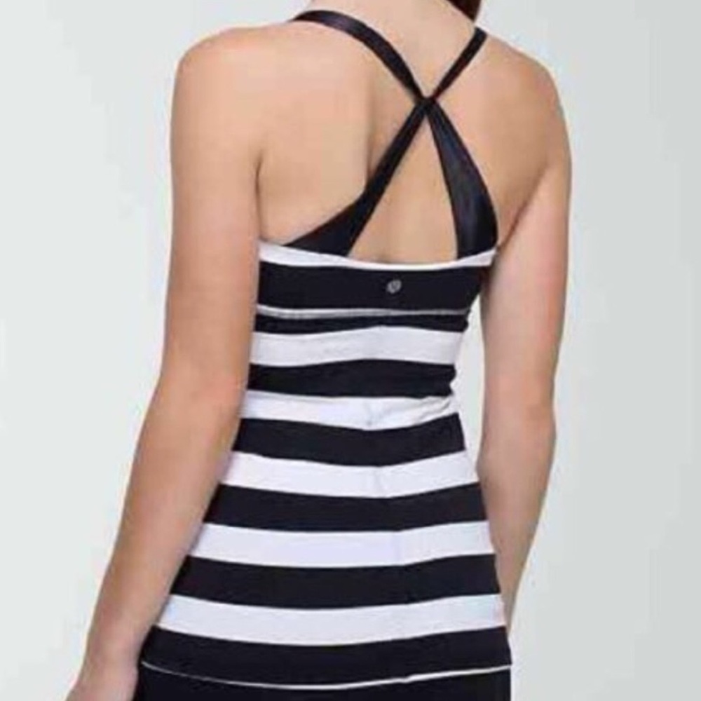 Lululemon Practice Daily Satin Straps Black White Tank Top Size 6